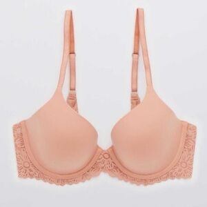Aerie Real Sunnie Full Coverage Lightly Lined Blossom Lace Bra in Cameo Rose